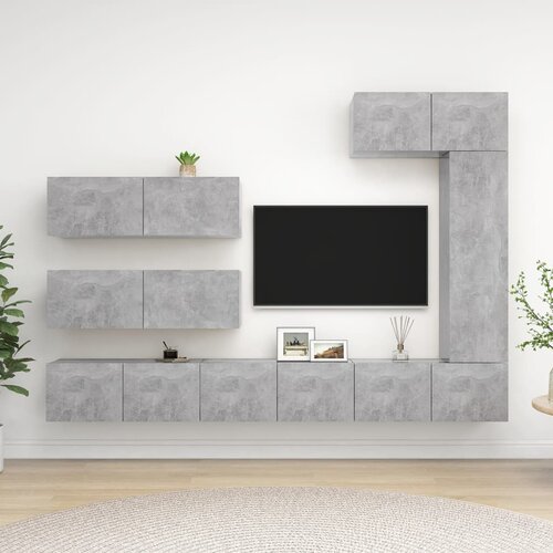 vidaXL Komplet TV omaric 7-delni betonsko siva iverna plošča - - Siva - 101.96 - N/A - 2025--Uvoz_2 Cene