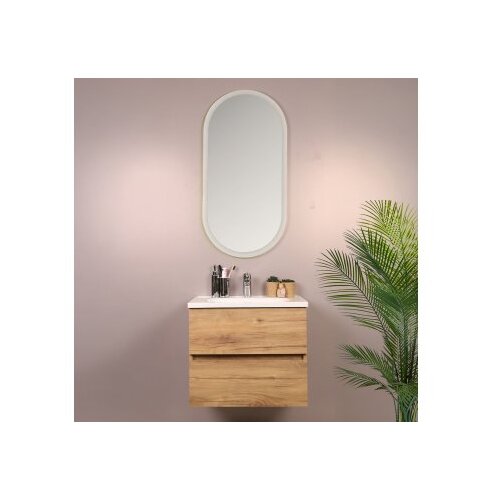 Hanah home Set kupaonskih ormarića s umivaonikom i ogledalom, 2 komada, krem Cene