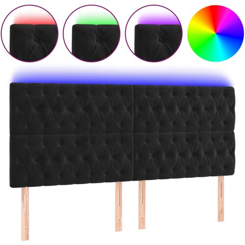 Maison Chic led posteljno vzglavje - vzglavna omarica - nočna omarica črno 180x7x118/128 cm žamet, (21707871) Slike