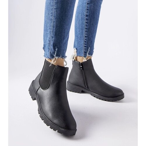 Gemre Black classic casual eco-leather ankle boots Saber Slike