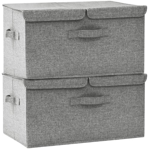  Kutije za pohranu 2 kom od tkanine 50 x 30 x 25 cm sive Slike