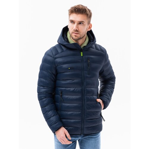 Ombre Men's quilted jacket with hood Cene