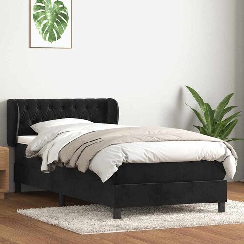 VidaXL Box spring postelja z vzmetnico črna 90x210 cm žamet Slike