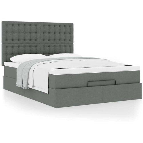 vidaXL Otomanski posteljni okvir z vzmetnico siv 140x190 cm blago Cene