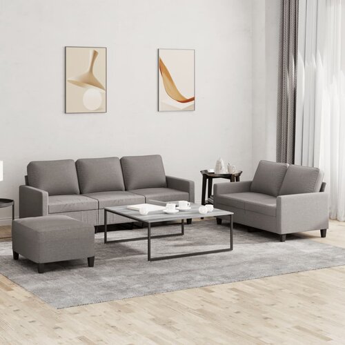  3-dijelni set sofa s jastucima smeđesivi od tkanine Cene