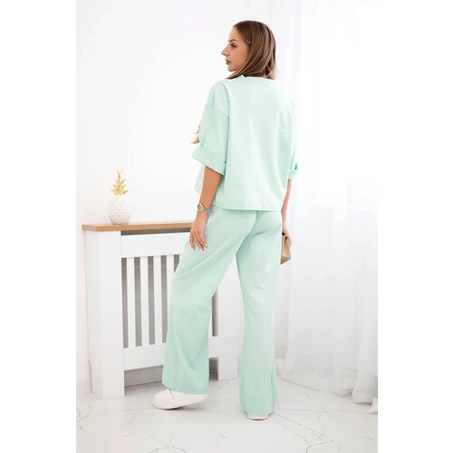Kesi Włoski Punto set blouse + wide-leg pants mint Cene