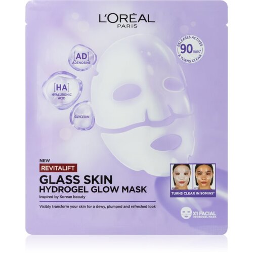 L&amp;acute;Or&amp;eacute;al Paris Revitalift Filler Glass Skin hidrogel maska s posvjetljujućim učinkom 4 kom Slike