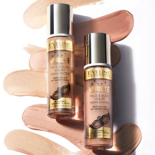 Eveline Cosmetics Vari&amp;eacute;t&amp;eacute; tekoči osvetljevalec za obraz in telo odtenek 01 Champagne Gold 30 ml Slike