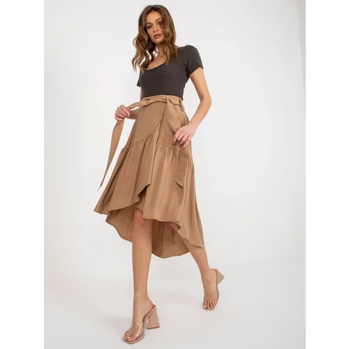 Fashion Hunters Asymmetrical friller camel skirt RUE PARIS