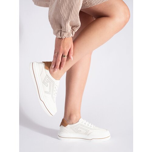 Shelvt Leather openwork white sports shoes Cijene