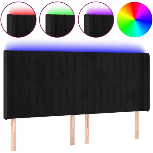 Maison Chic led posteljno vzglavje - vzglavna omarica - nočna omarica črno 183x16x118/128 cm žamet, (21709199) Slike