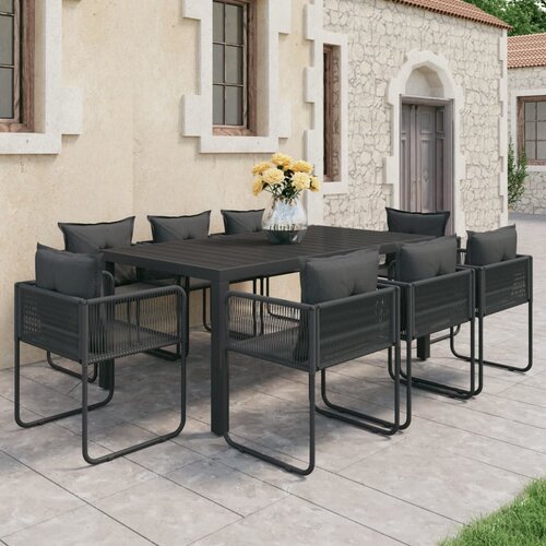  9-dijelni vrtni blagovaonski set od PVC ratana crni Cijene
