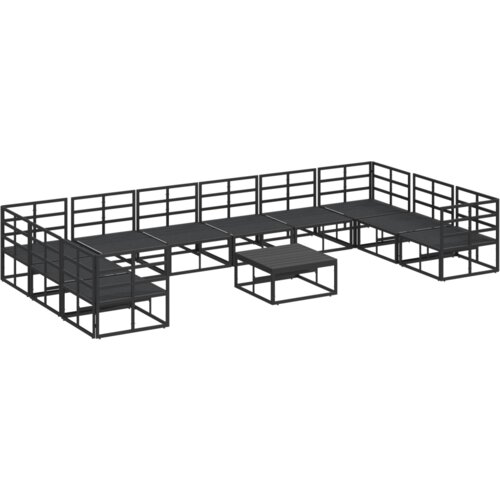 VidaXL Sjedeća garnitura za vrt 11 pcs Crna 70 x 70 x 32 cm Aluminij Slike