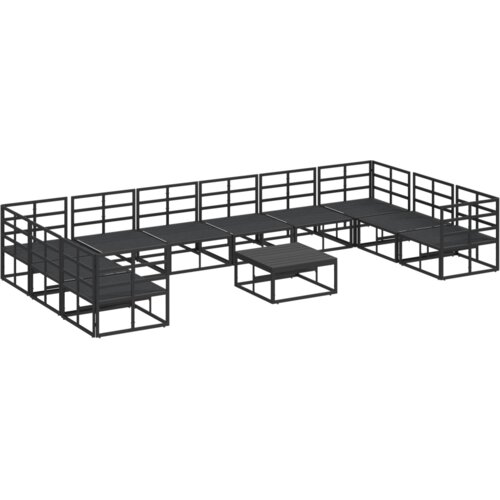 VidaXL Vrtna sedežna garnitura 11 pcs Črna 70 x 70 x 32 cm Aluminij Slike
