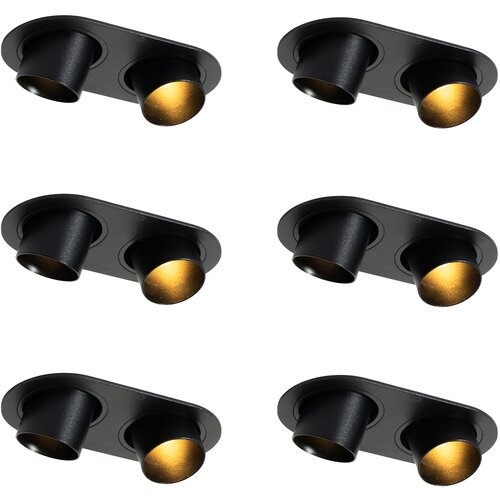 QAZQA Set van 6 inbouwspots zwart GU10 35mm kantelbaar 2-lichts - Installa Slike