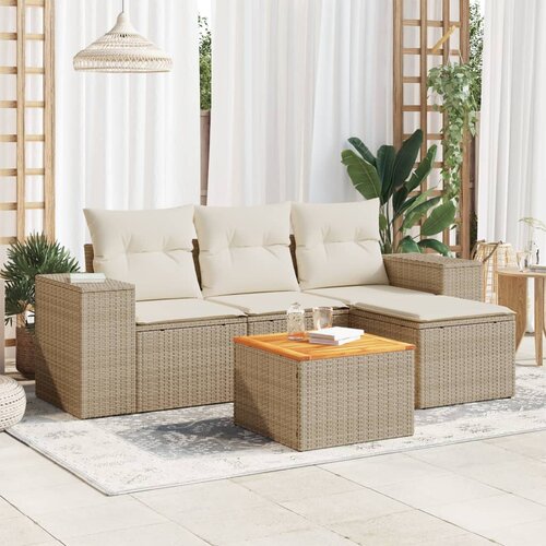 vidaXL 5-dijelni vrtni set sofa s jastucima bež od poliratana Cijene