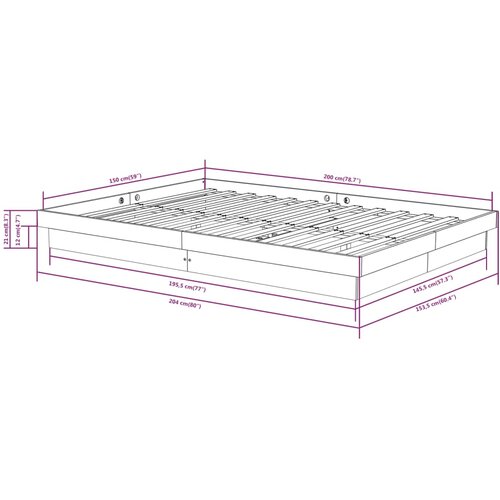  Okvir za krevet od masivne borovine bijeli 150 x 200 cm king Slike