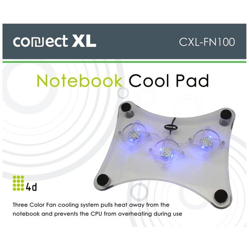 Connect Hladnjak za laptop 4D, 12&rdquo;-15&rdquo;, 3 ventilatora, konekcija USB &ndash; CXL-FN100 Cijene