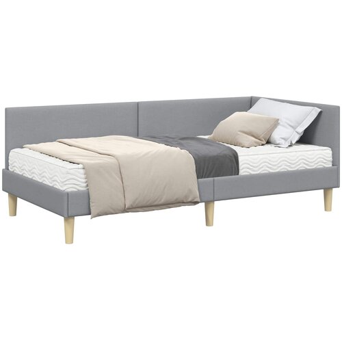  Kutni krevetni okvir s madracem 2 kom. Svijetlo siva Svjetlosiva 90 x 190 cm Slike