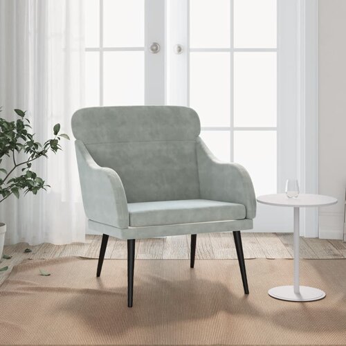 VidaXL Fotelj svetlo siv 63x76x80 cm žamet Slike