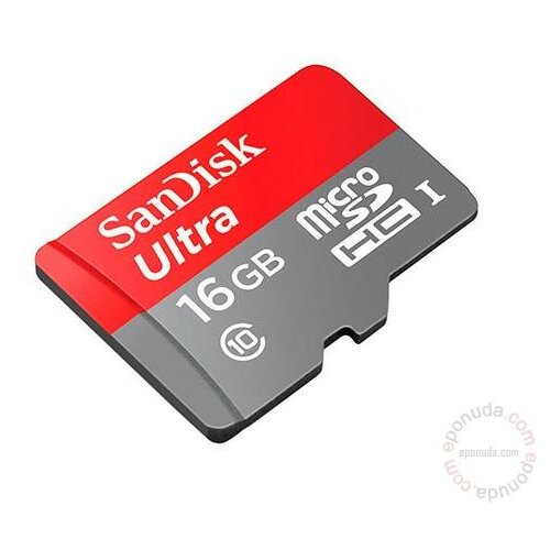 Sandisk Ultra microSDHC 16GB UHS-I + SD adapter - SDSQUNC-016G-GN6MA memorijska kartica Slike