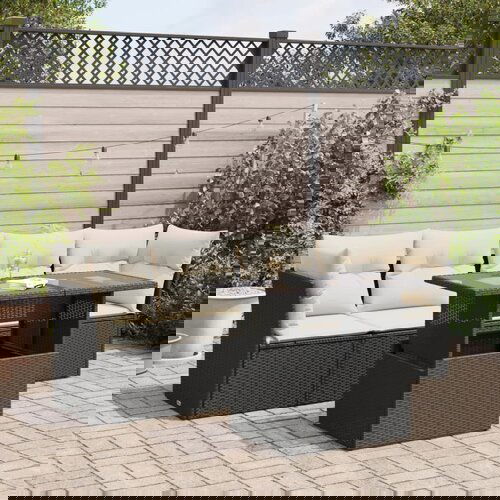 vidaXL 5-dijelna vrtna garnitura od poliratana s jastucima crna Cijene