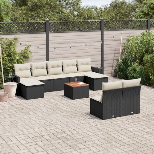  10-dijelni set vrtnih sofa s jastucima crni od poliratana Crna 62 x 62 x 69 cm Slike