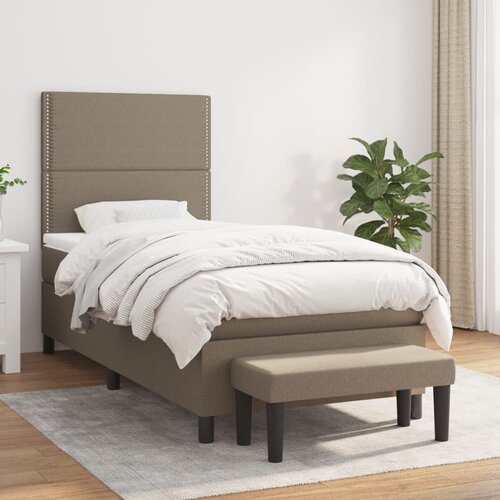 The Living Store Box spring postelja z vzmetnico taupe 100x200 cm blago - Box Spring Postelja, (21513863) Slike