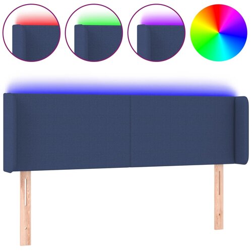 Maison Chic led posteljno vzglavje - vzglavna omarica - nočna omarica modro 147x16x78/88 cm blago, (21708179) Slike