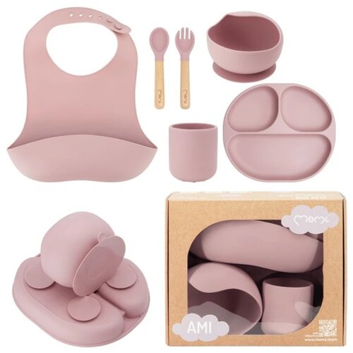 Momi silikonski set za hranjenje Ami Pink Slike
