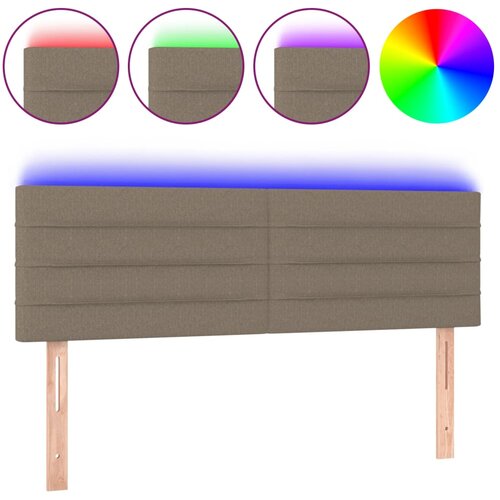 VidaXL LED posteljno vzglavje taupe 144x5x78/88 cm blago, (20794285) Slike