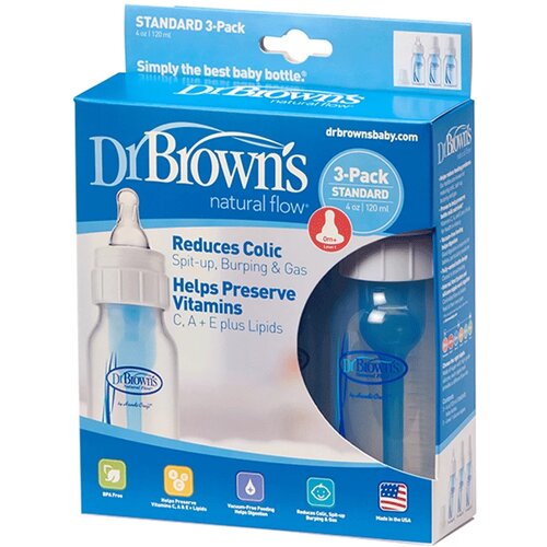 Dr. Brown&amp;#039;s dr brown&amp;#039;s set od 3 plastične fla&amp;scaron;ice standard, 120ml 0 Slike