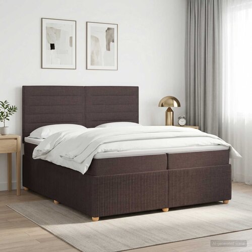  Boxspring krevet s madracem Tamno smeđa 200 x 200 cm Tkanina Slike