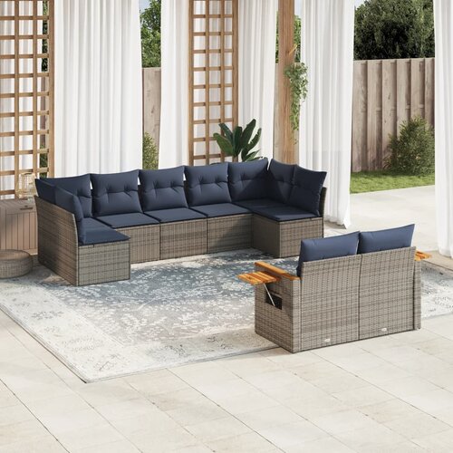 vidaXL 9-dijelni set vrtnih sofa od poliratana s jastucima sivi Cijene