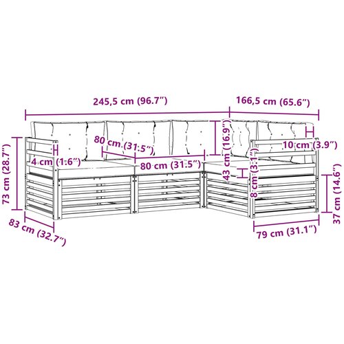  Set vanjskih sofa 4 pcs Bijela i svjetlosiva Slike