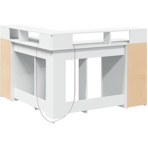 Radni stol s LED svjetlima bijeli 130 x 130 x 91 cm drveni Slike