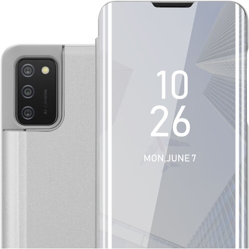 Cadorabo Ohi&amp;scaron;je, združljiv s Samsungom v Agate Silver - Clear View Zrcalo Za&amp;scaron;čitni pokrov s funkcijo stojala 360 stopinj za&amp;scaron;čita, (20569429) Slike