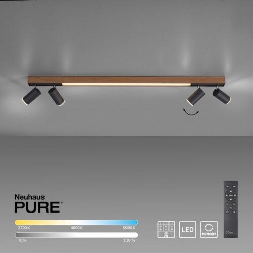 PAUL NEUHAUS LED plafonska svetiljka PURE Lines Spot hrast CCT dimabilno Slike