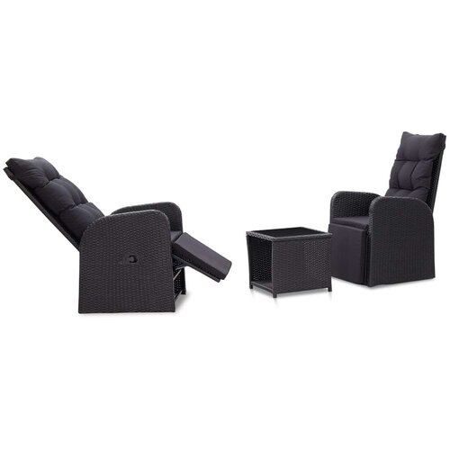  3-dijelni bistro set od poliratana s jastucima crni Cene