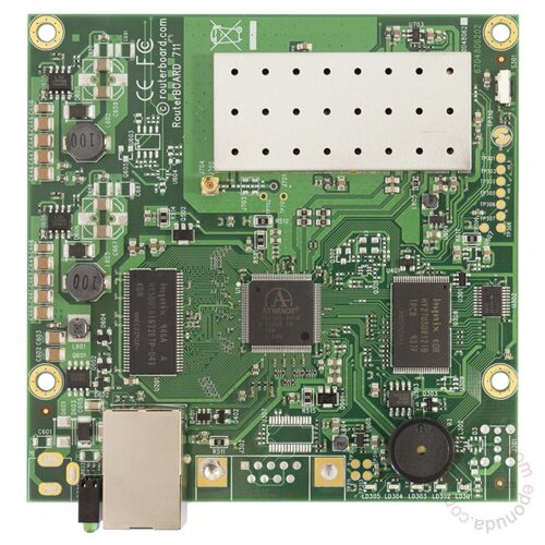 MikroTik RouterBoard 711-5Hn-M - 802.11a/n 200mW (MMCX) Atheros AR7240 CPU 400MHz 1 x LAN (PoE) 32MB RAM sa RouterOS L3 ruter Slike
