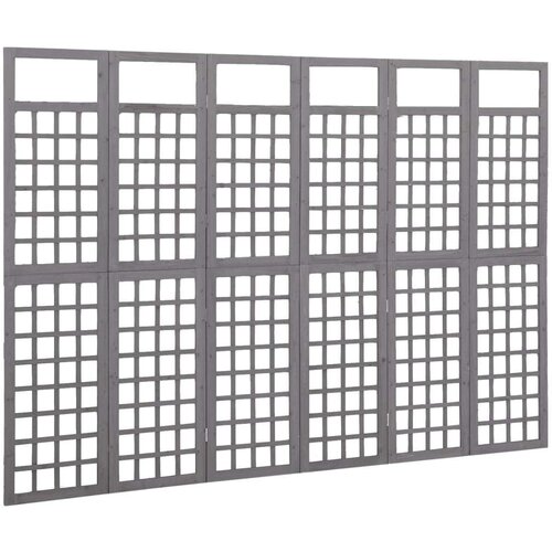 VidaXL Pregrada/re&amp;scaron;etka sa 6 panela od jelovine siva 242,5 x 180 cm Slike