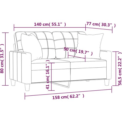  Dvosjed s ukrasnim jastucima boja Krem 140 cm umjetna koža Slike