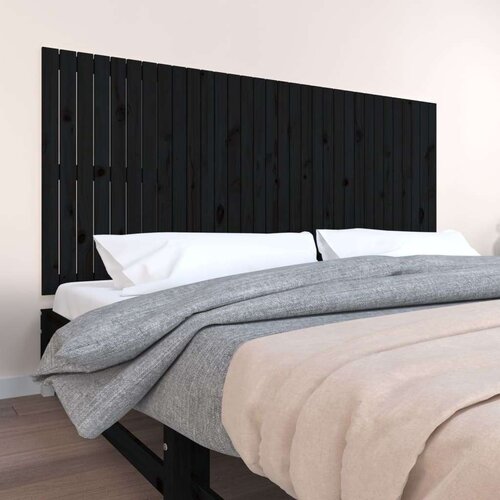  Zidno uzglavlje crni 204x3x90 cm od masivne borovine Slike