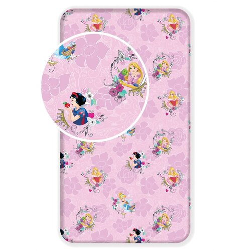 Jerry Fabrics Ružičasta pamučna dječja plahta s gumom 90x200 cm The Pincesses "Pink" – Cijene
