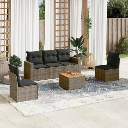 vidaXL 6-dijelni set vrtnih sofa od poliratana s jastucima sivi Cijene