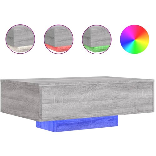 Maison Chic Klubska mizica - kavna mizica - Nizka mizica z LED lučkami siva sonoma 85x55x31 cm, (21752786) Cene