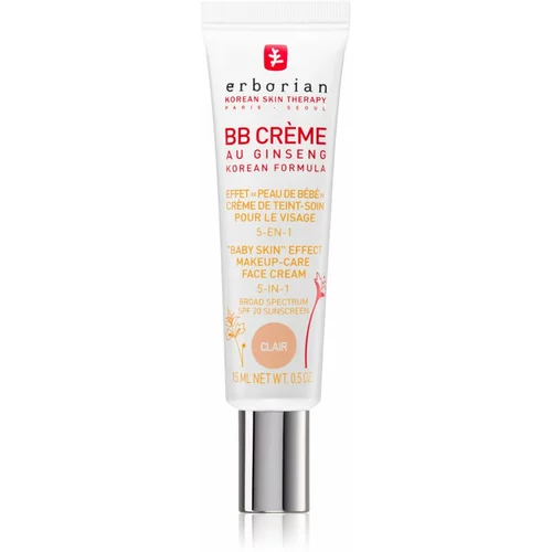 Erborian BB Cream krema za toniranje i za savršeni izgled lica SPF 20 malo pakiranje nijansa Clair 15 ml