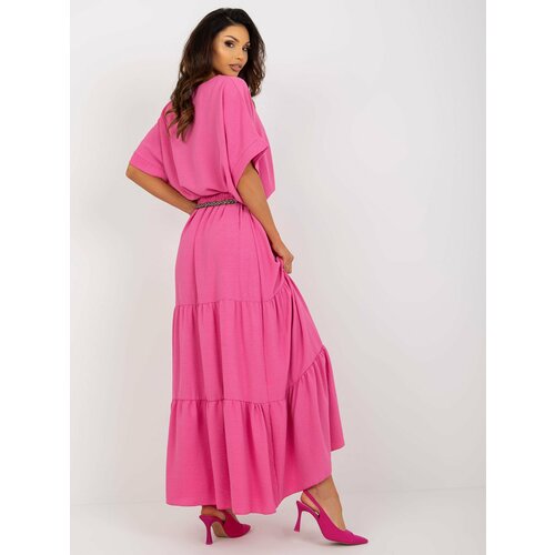 Fashion Hunters Dark pink summer maxi skirt with ruffle Slike