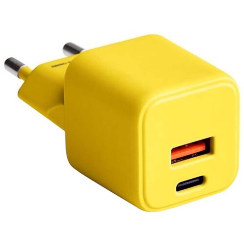 Forever Hitri stenski polnilnik USB-A 18W QC / USB-C 30W PD Compact GaN, Rumena, (5000213754) Slike