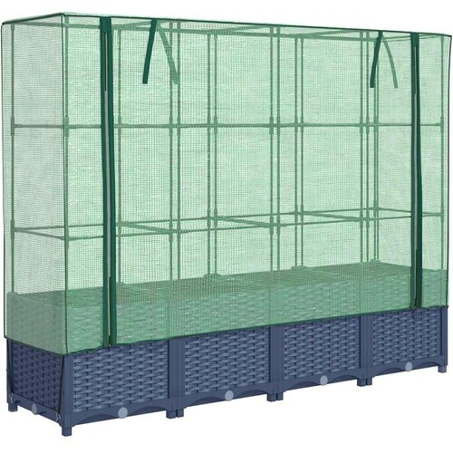  Povi&amp;scaron;ena gredica s pokrovom za staklenik izgled ratana 160x40x138 cm Slike